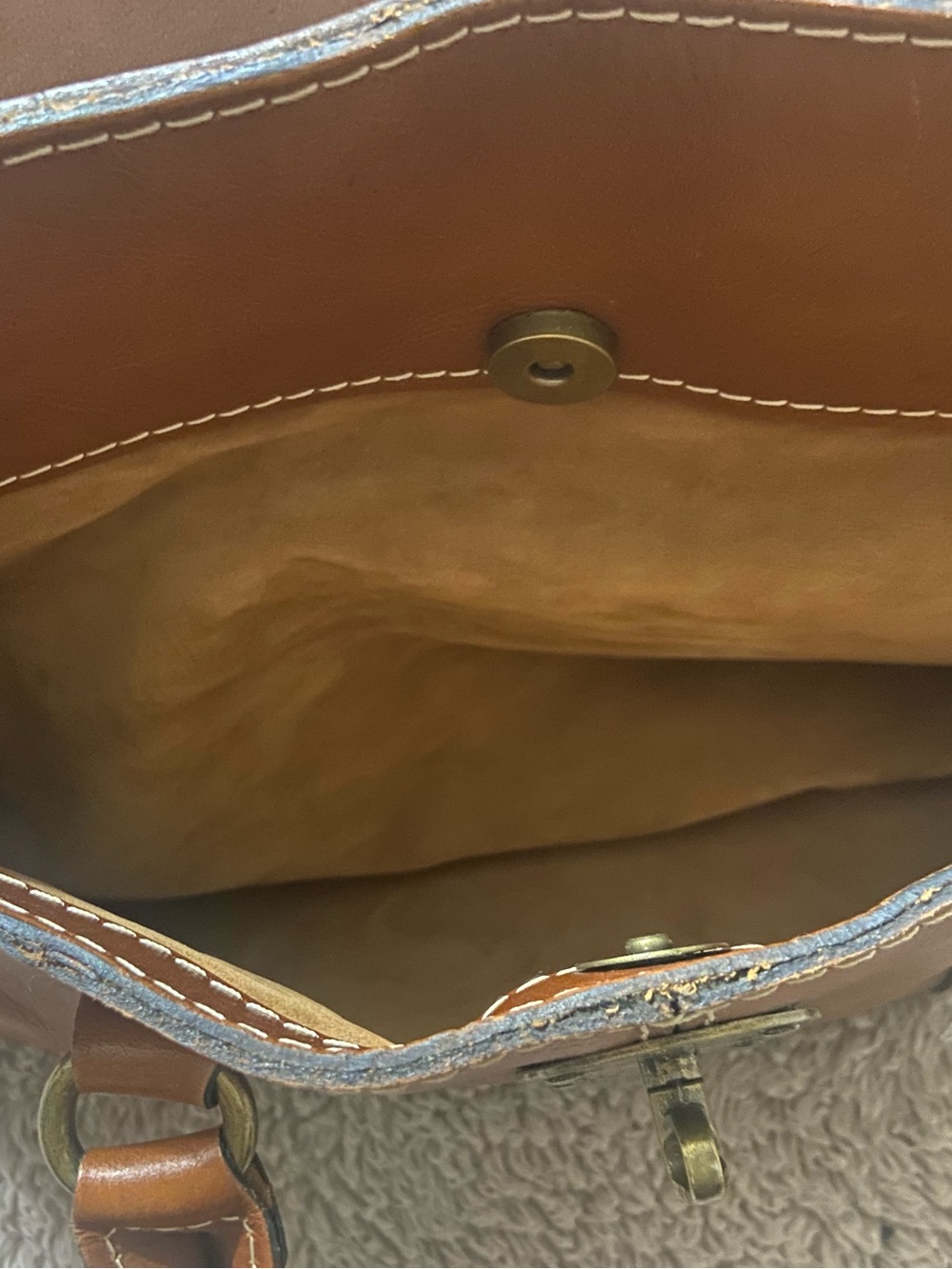 Patricia Nash Cognac Brown Leather Satchel with Twist Handles - Picture 5 of 14